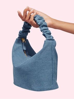 NEW Stoney Clover Lane Classic Scrunch Handle Bag Purse Blue Denim Small Zip